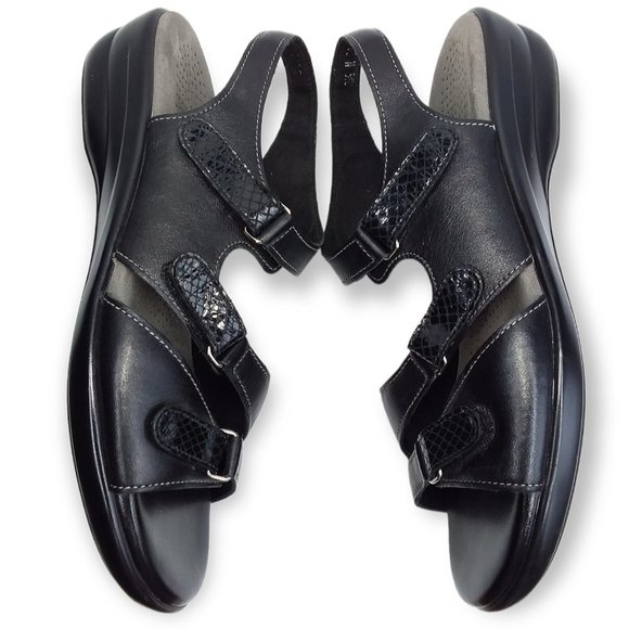 SAS Tabby Slingback Sandals Size 8.5 NARROW Black Leather Adjustable Comfort - Picture 7 of 11